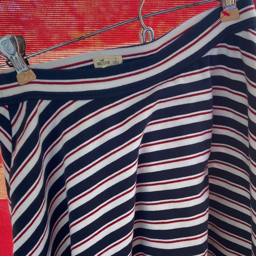 Hollister A-Line Skirt with Navy, White, and Red Stripes